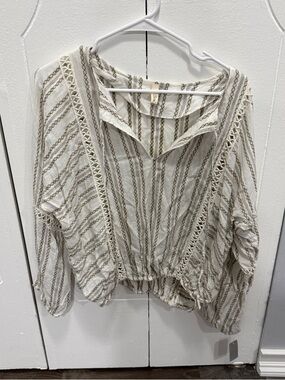 NWT Elan Stripped Long Sleeve Blouse
